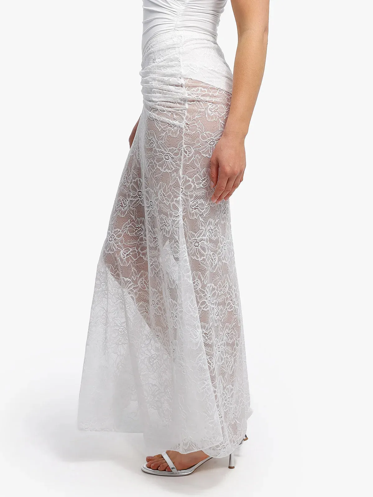 Shapewear Lace Coverup Maxi Fishtail Skirt