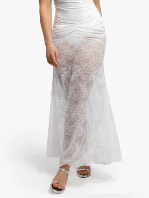 Shapewear Lace Coverup Maxi Fishtail Skirt