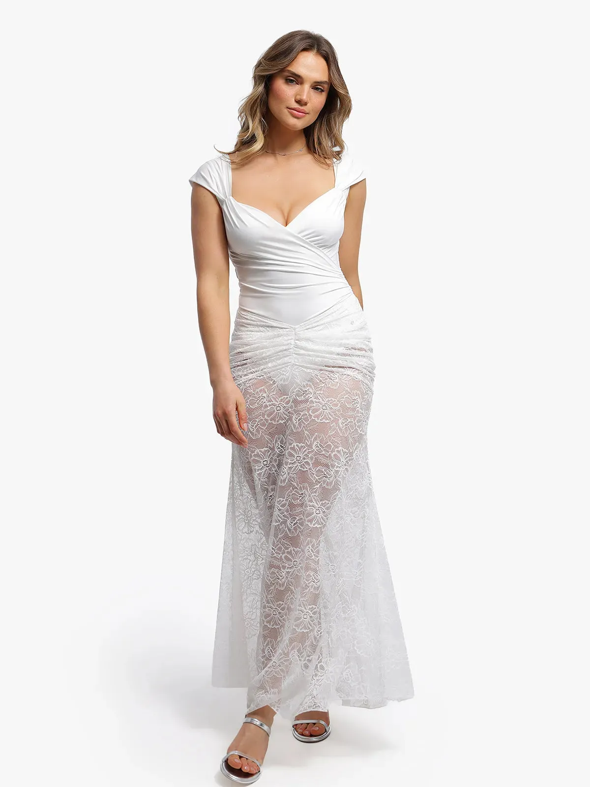 Shapewear Lace Coverup Maxi Fishtail Skirt