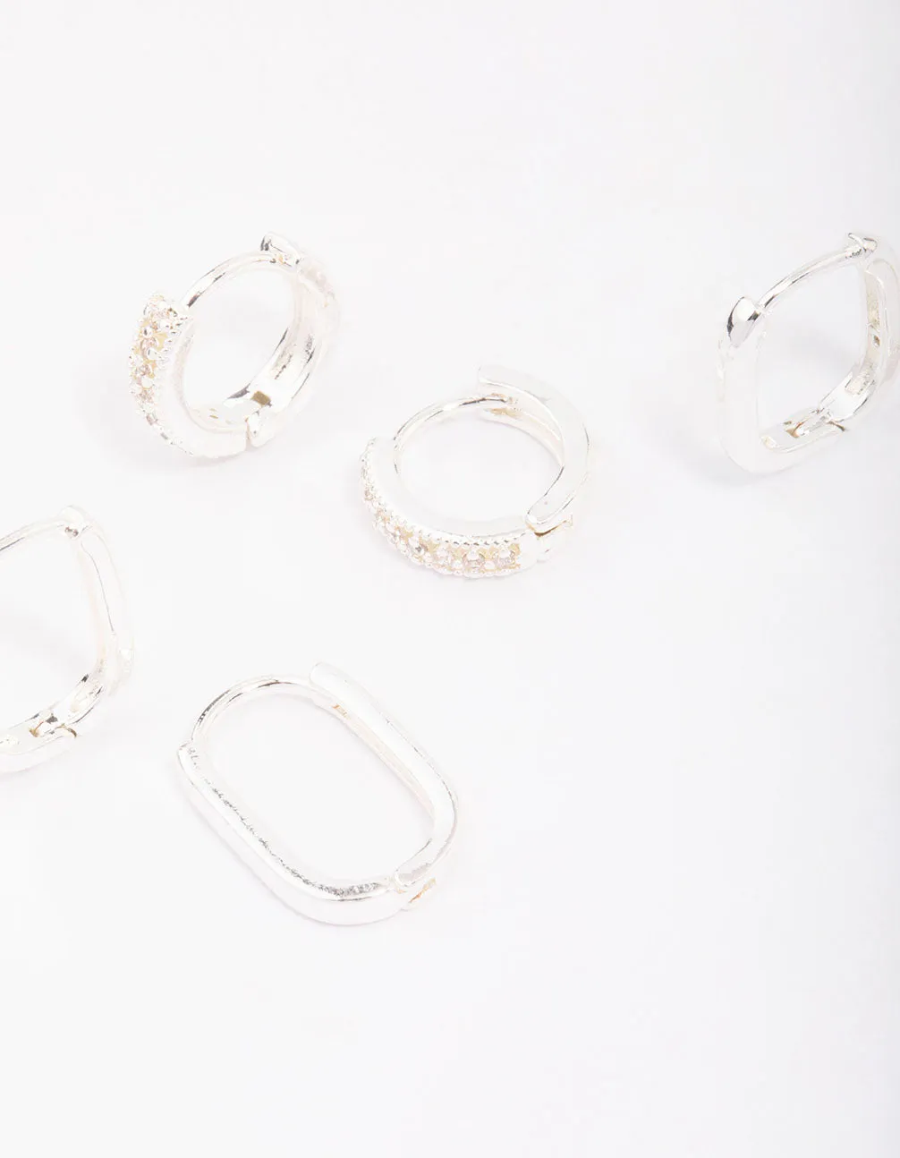 Silver Plated Brass  Clean Pave Earring 3-Pack