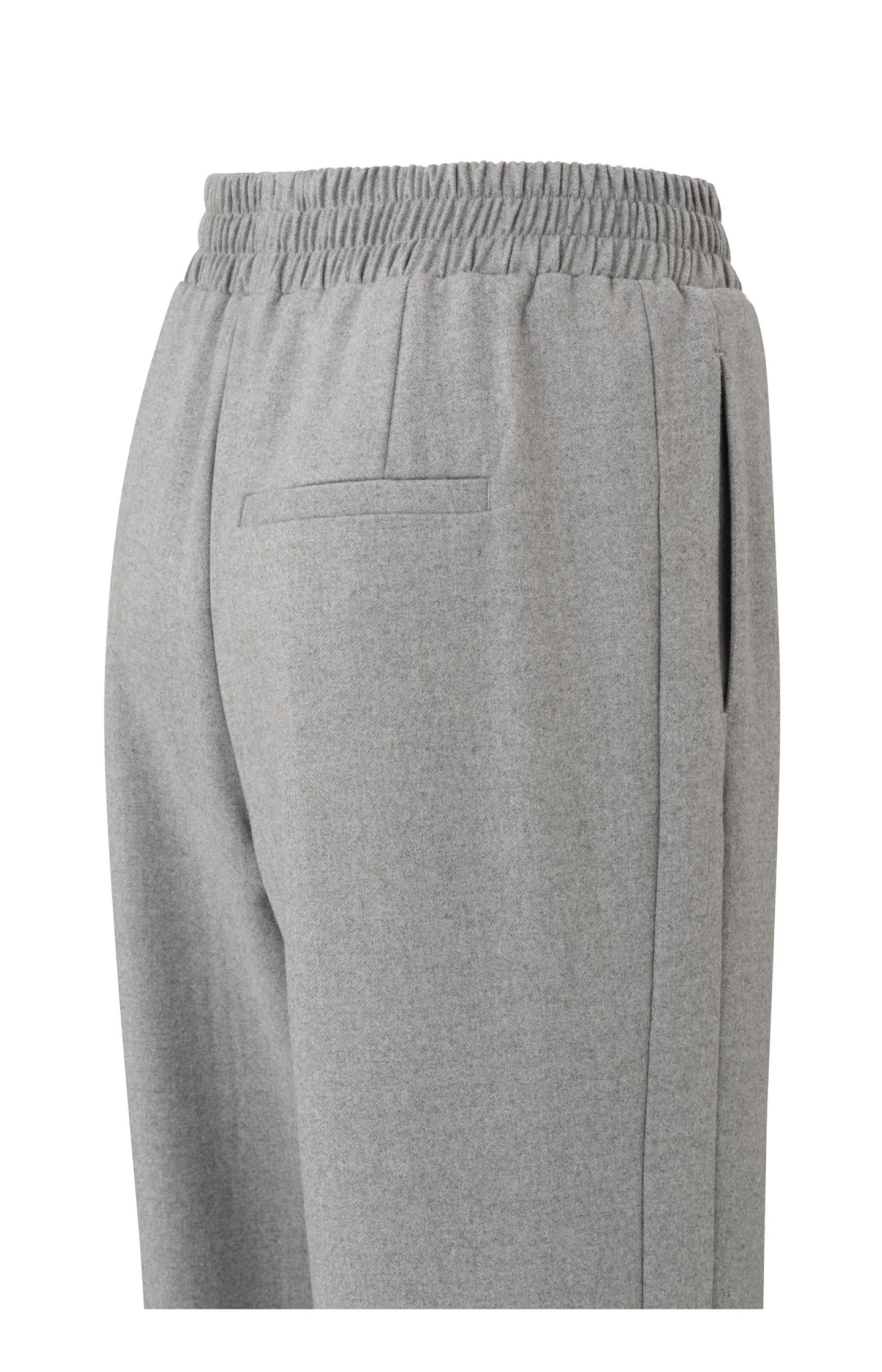 Soft wide leg trousers with elastic waist and a slit