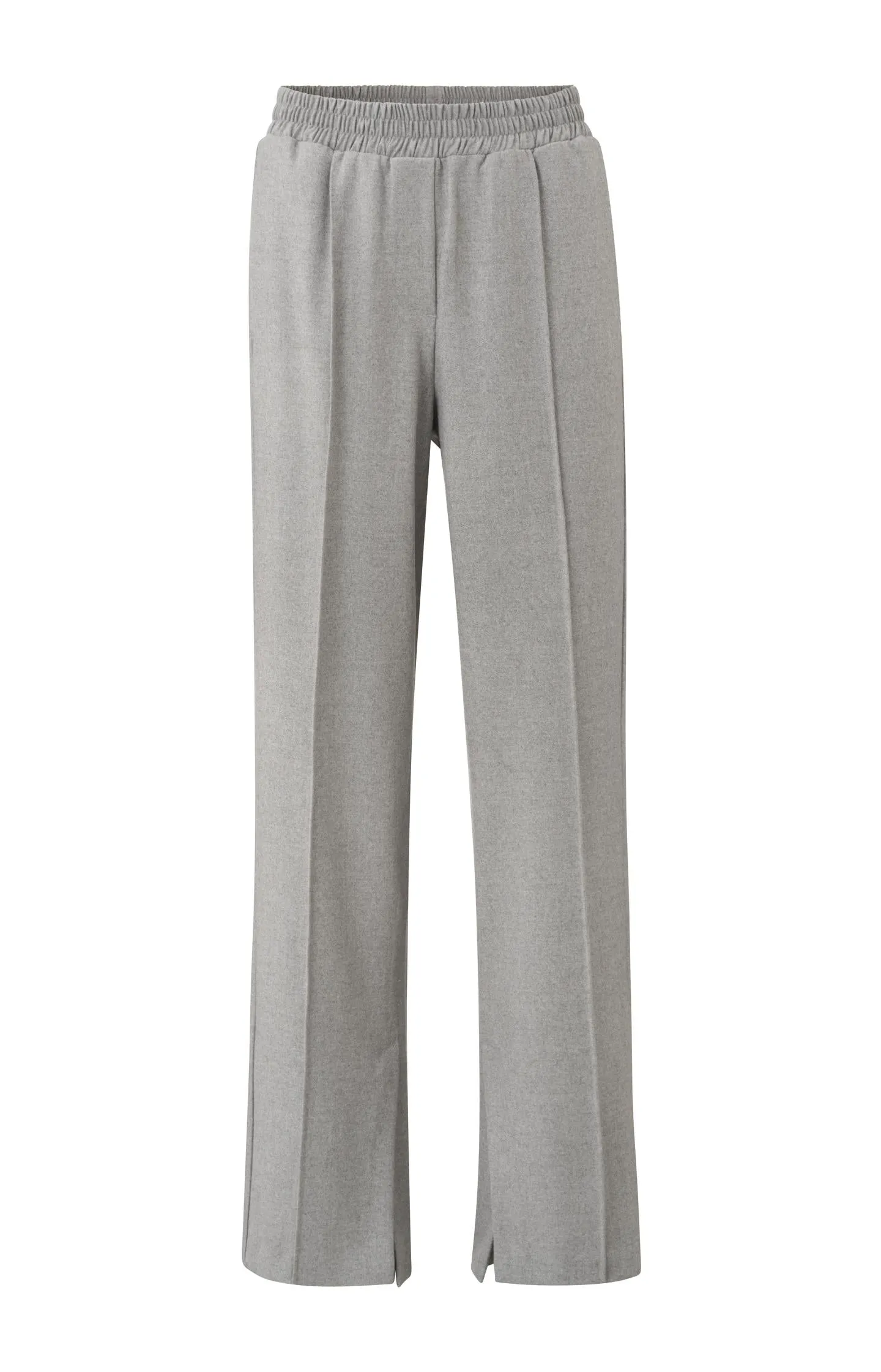 Soft wide leg trousers with elastic waist and a slit