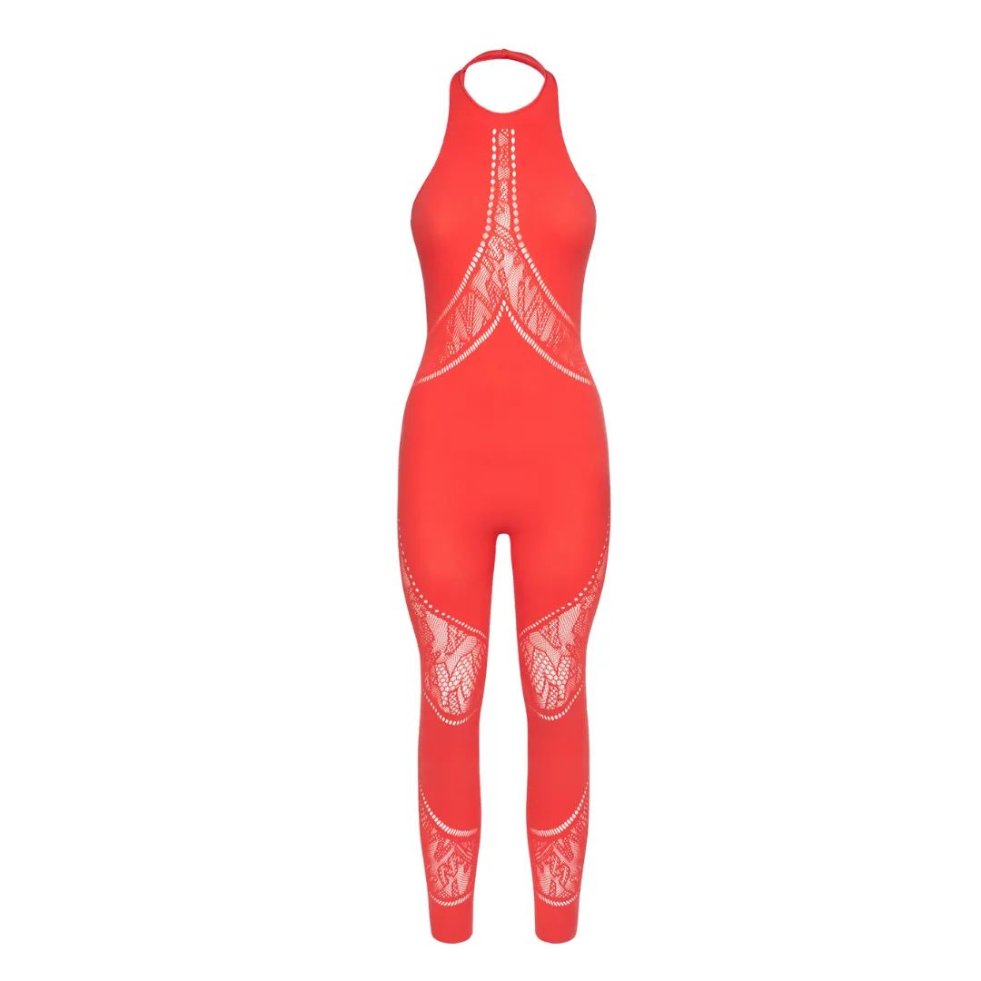 SPORTY LOGO NET JUMPSUIT