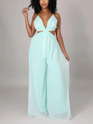 Straps V-Neck Cut Out Jumpsuit