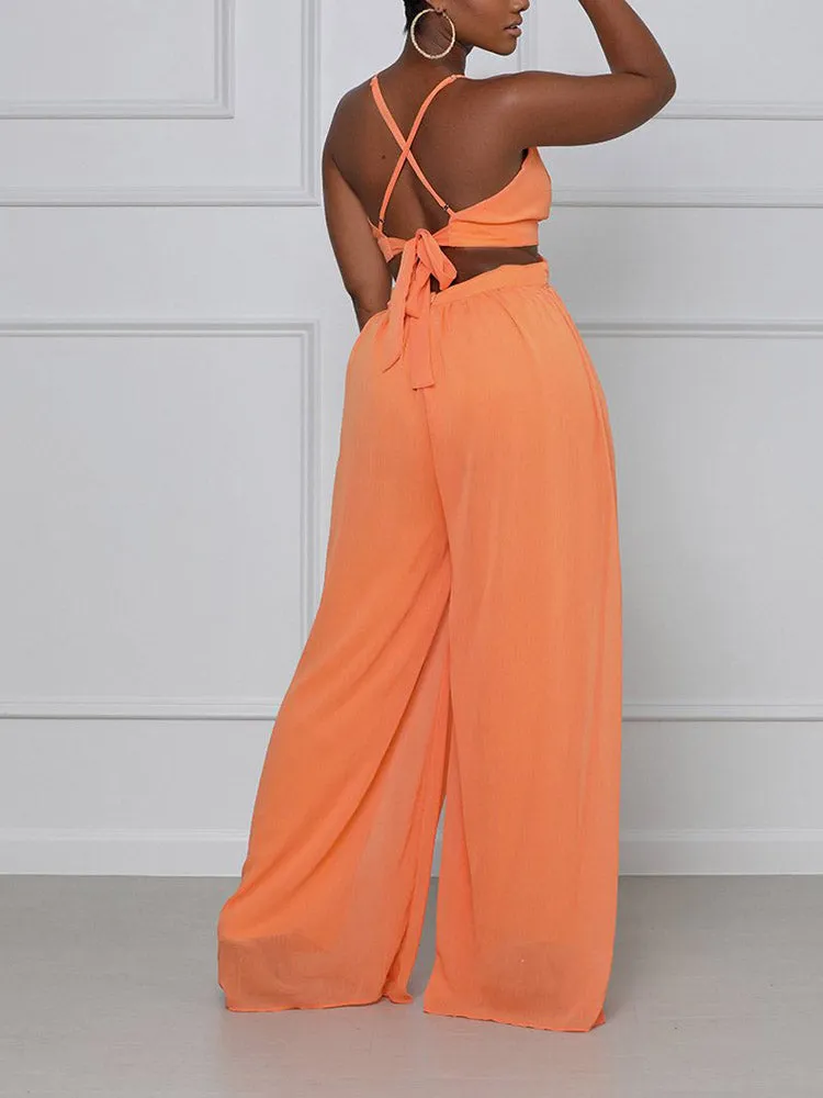 Straps V-Neck Cut Out Jumpsuit