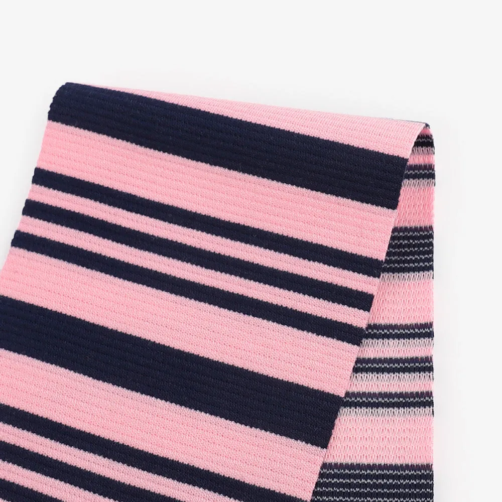 Striped Ripple Knit Poly / Viscose - Candy / Navy