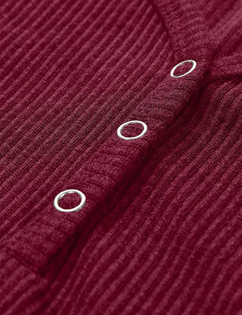 Stunncal Solid Color V-Neck Long-Sleeved T-Shirt