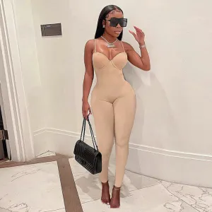Suspenders tight high waist hip lift jumpsuit AY1697