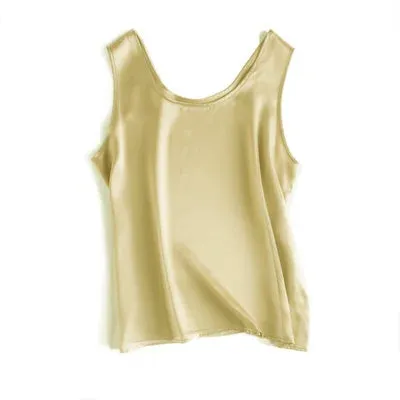 SuyaDream Women Basic Cozy Tanks 100%Real Silk O neck Sleeveless Chic T Shirt 2020 Solid Summer Vests White Pink Beige