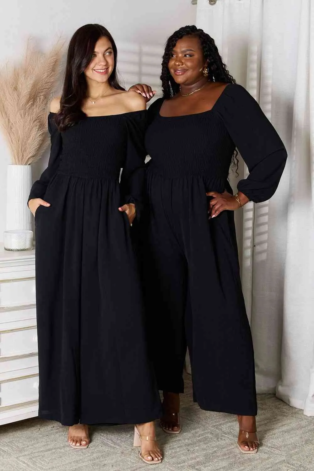 Tahlia Double Take Square Neck Jumpsuit with Pockets