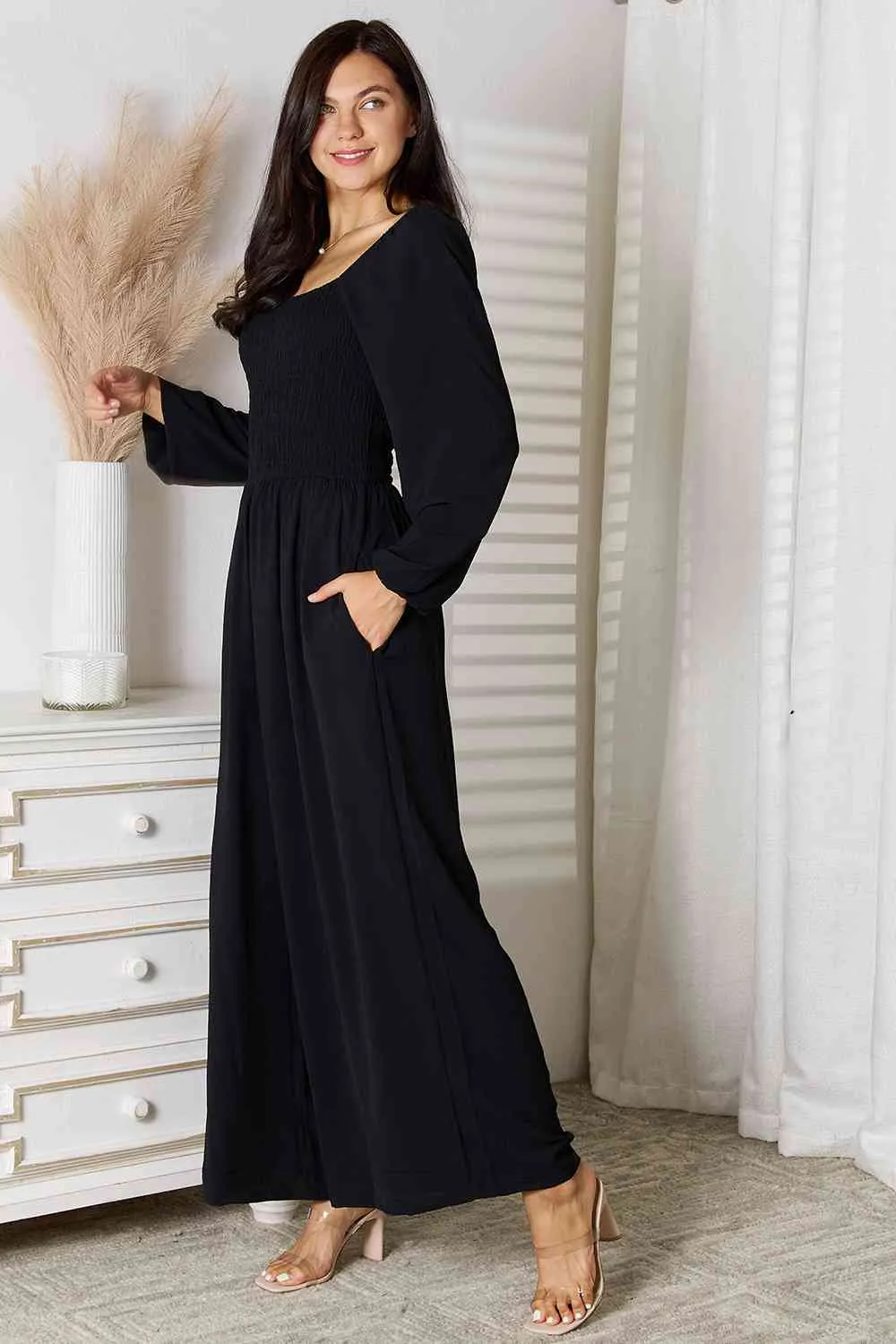Tahlia Double Take Square Neck Jumpsuit with Pockets