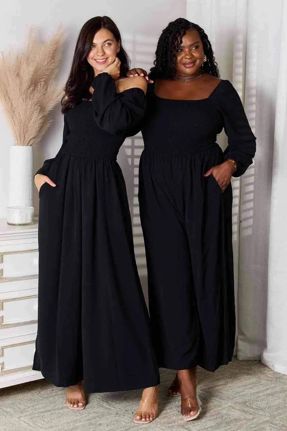 Tahlia Double Take Square Neck Jumpsuit with Pockets