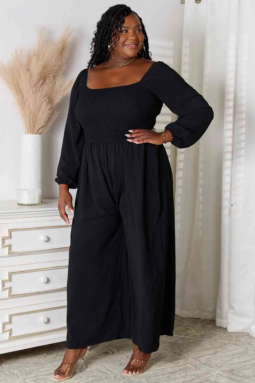 Tahlia Double Take Square Neck Jumpsuit with Pockets