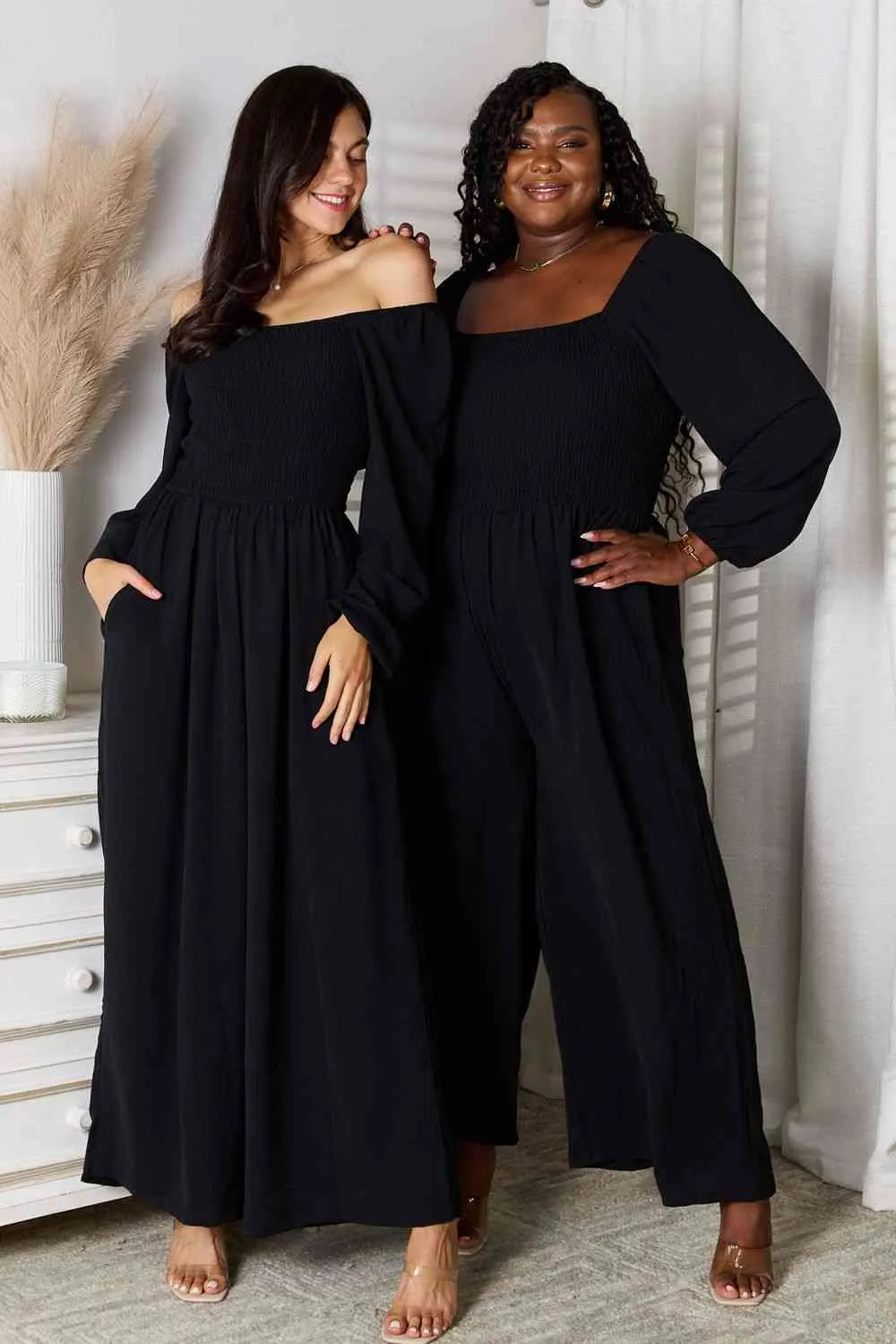 Tahlia Double Take Square Neck Jumpsuit with Pockets