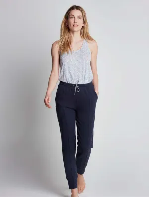 Tapered Cotton & TENCEL™ Lyocell Lounge Trousers | Navy