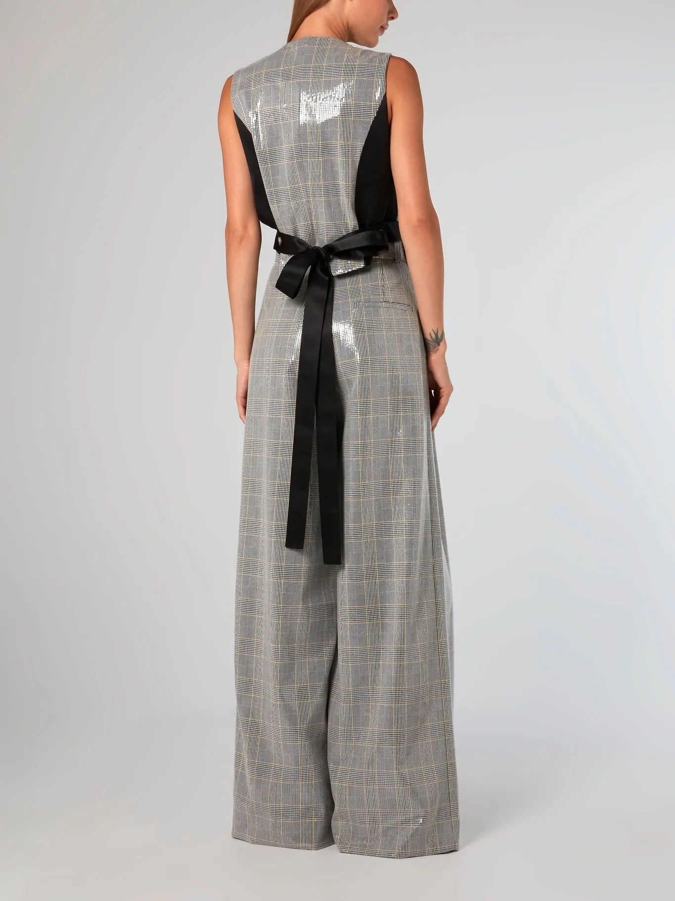 Tassel Hem Check Vest