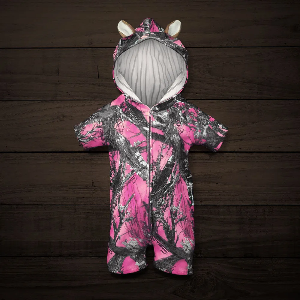 The "Huntsie" Short Sleeve Onesie Jumpsuit with Hood