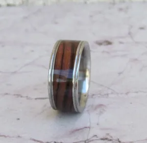 Titanium Wood Ring Exotic Kingwood Wooden Band Mens or Ladies Wedding Ring Milgram Edge - Bands Available in size 4-18 Rings