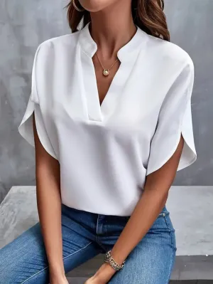 Trendy Women's V-Neck Blouse with Flared Sleeves