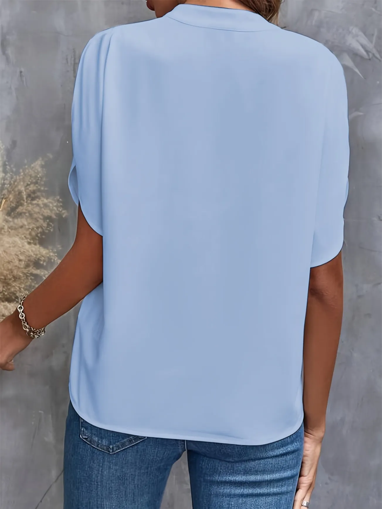 Trendy Women's V-Neck Blouse with Flared Sleeves