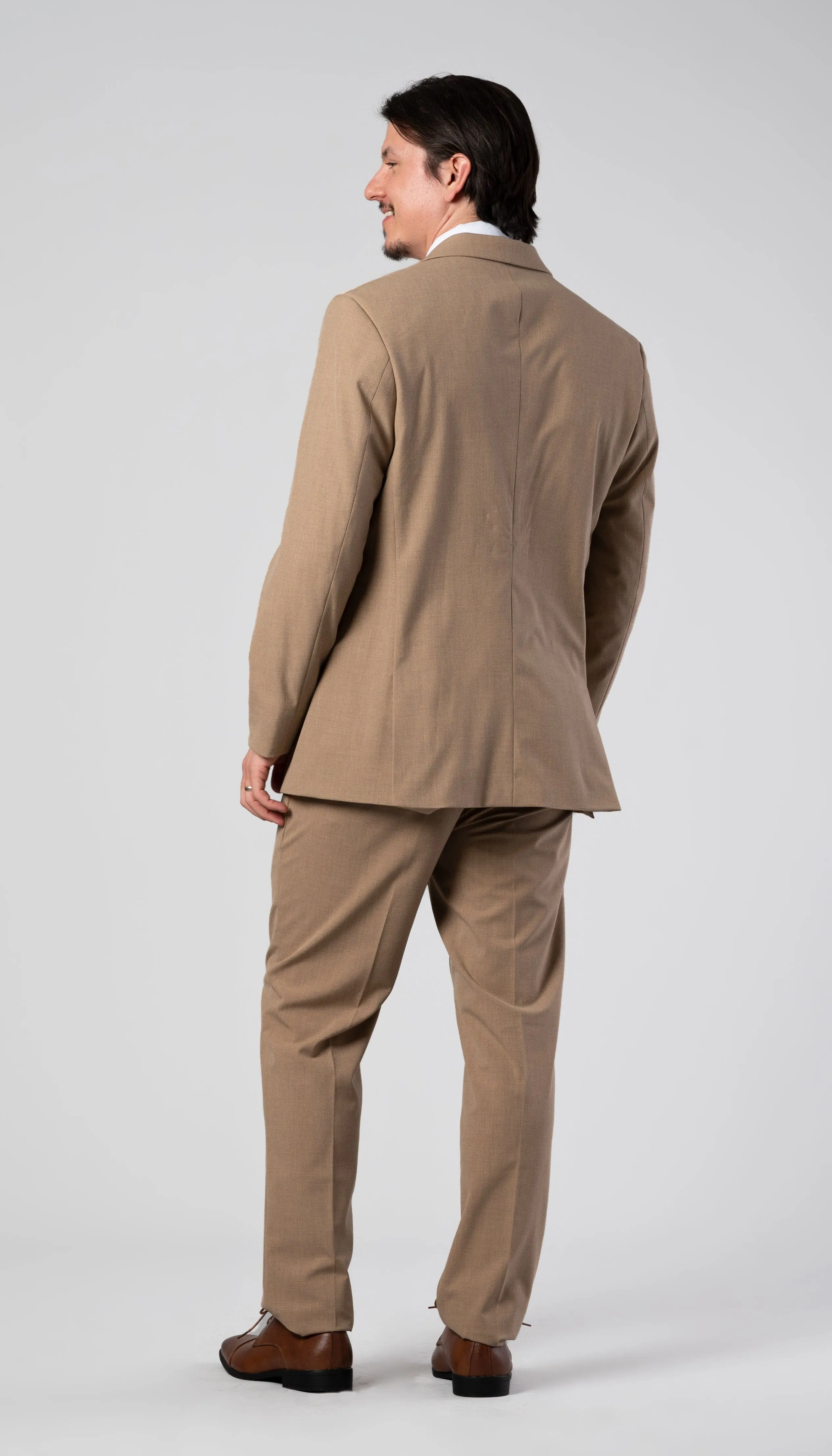 Trim Fit 3 Piece Suit Camel