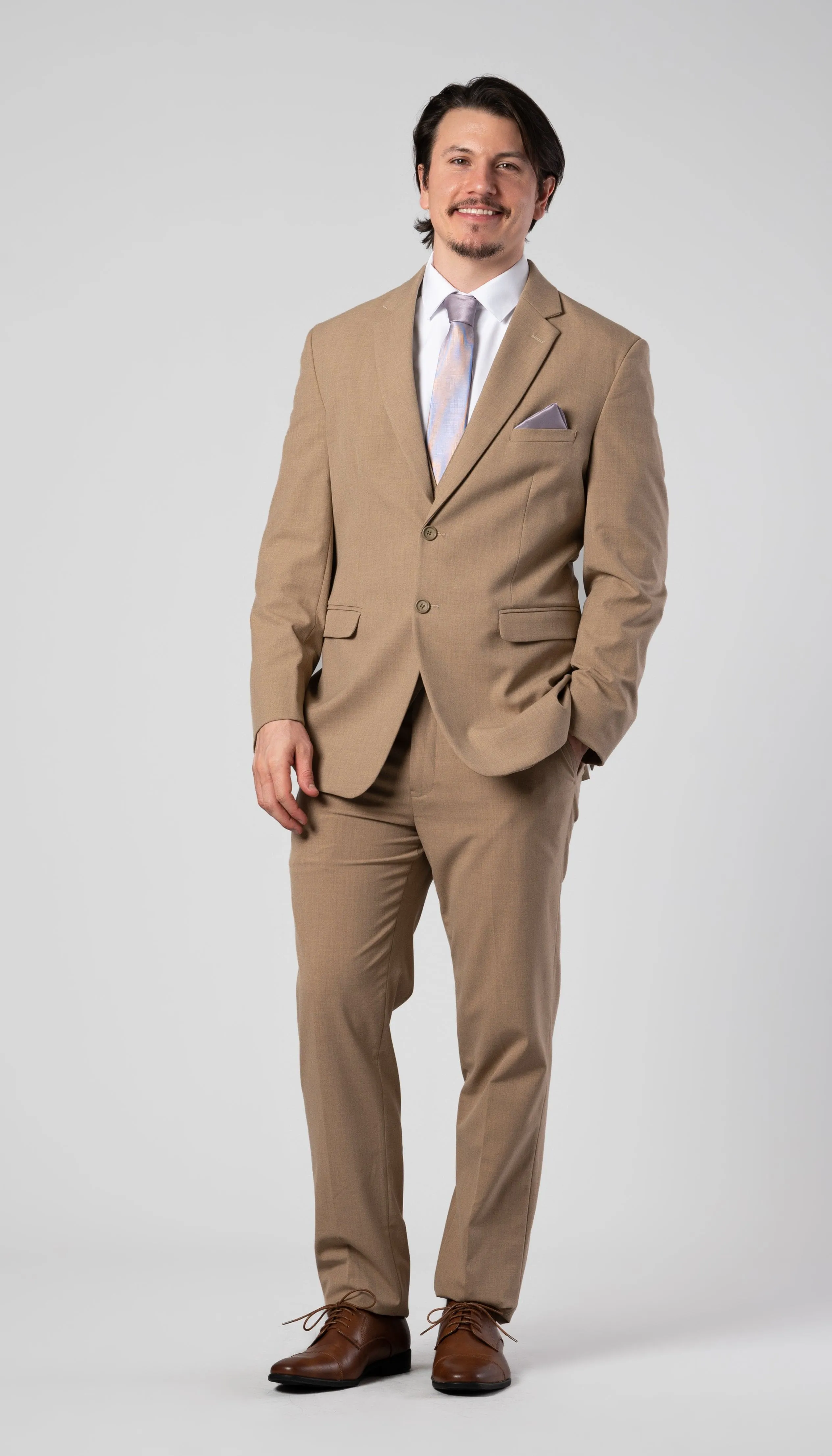 Trim Fit 3 Piece Suit Camel
