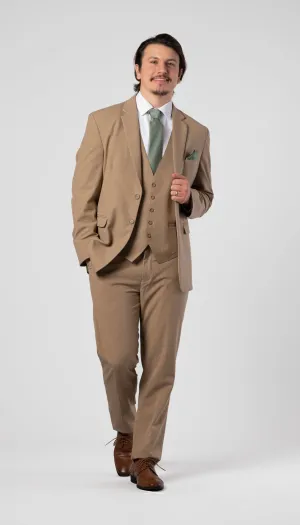 Trim Fit 3 Piece Suit Camel