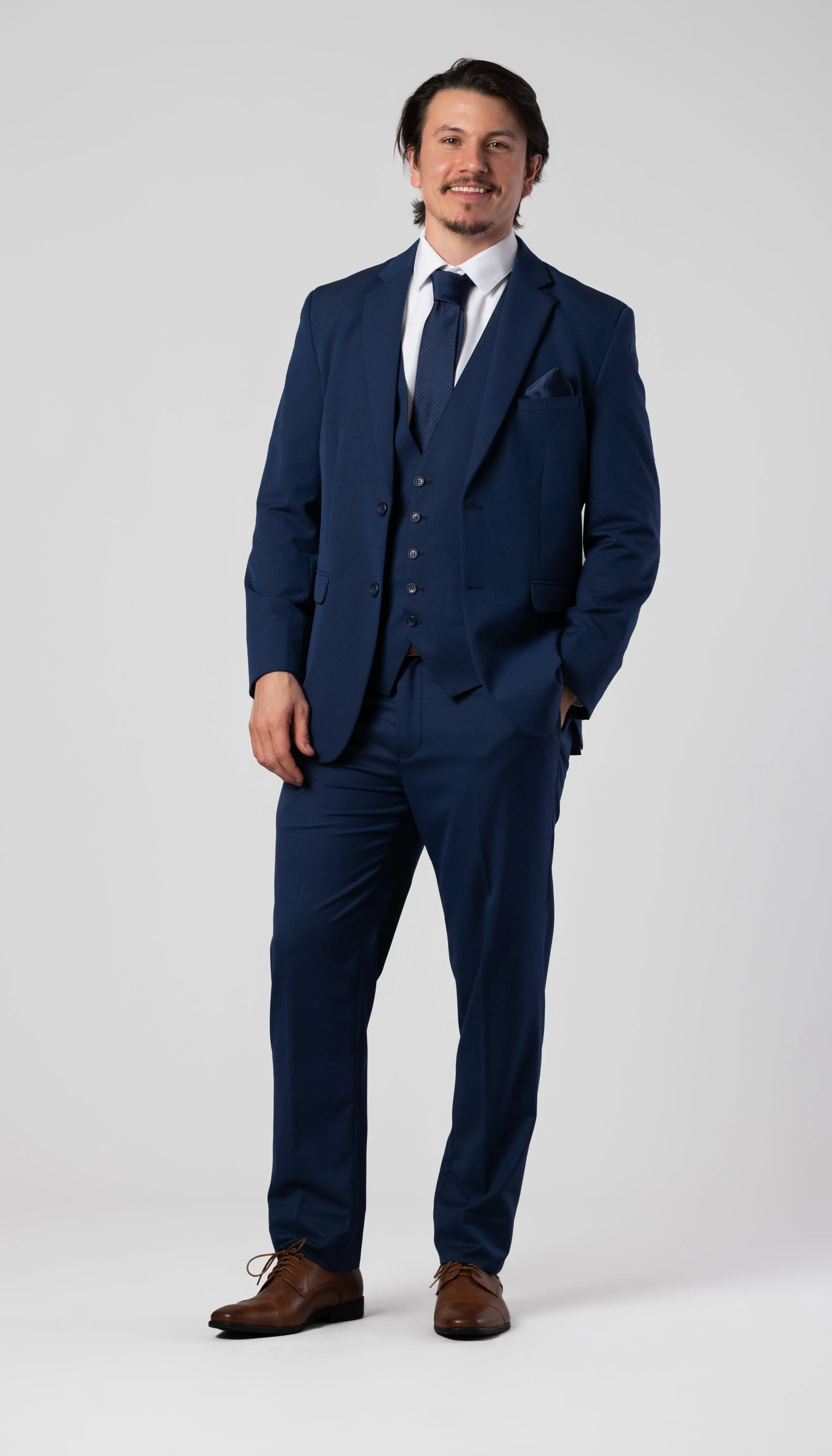 Trim Fit 3 Piece Suit Indigo