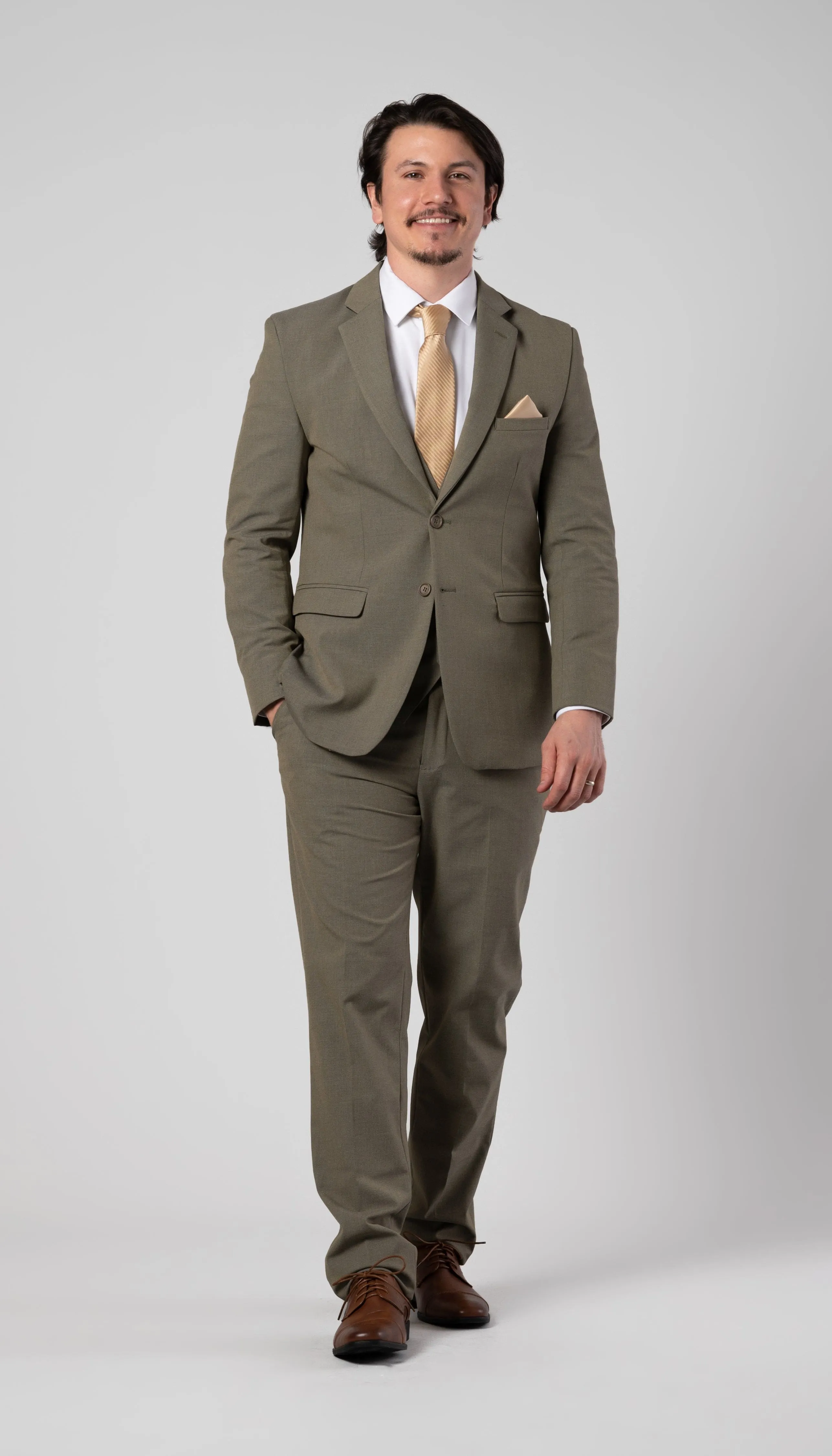 Trim Fit 3 Piece Suit Sage