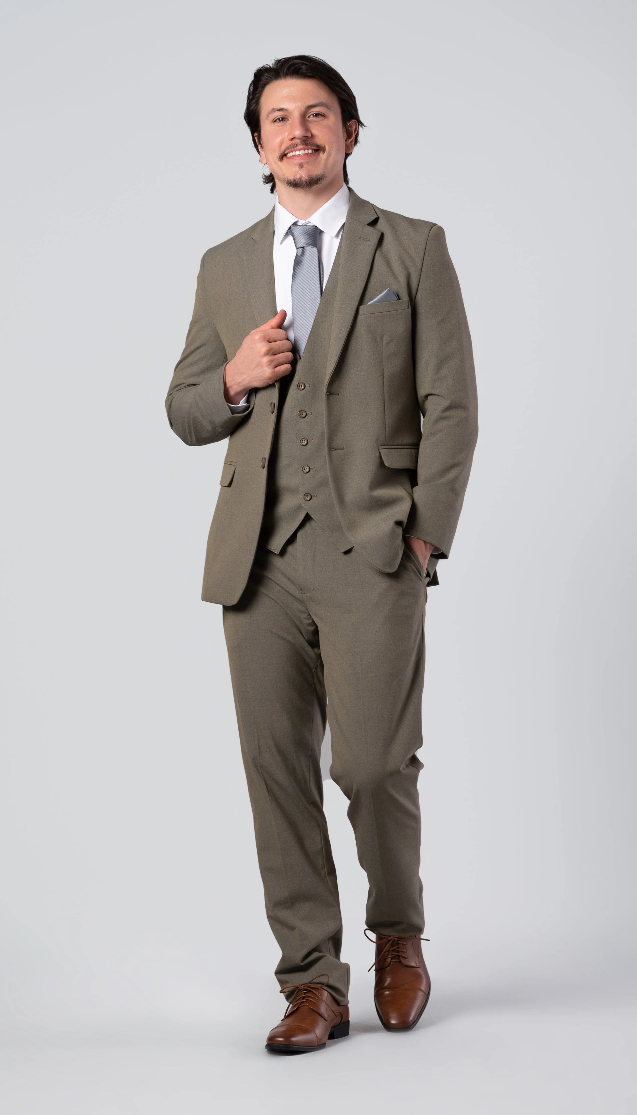 Trim Fit 3 Piece Suit Sage