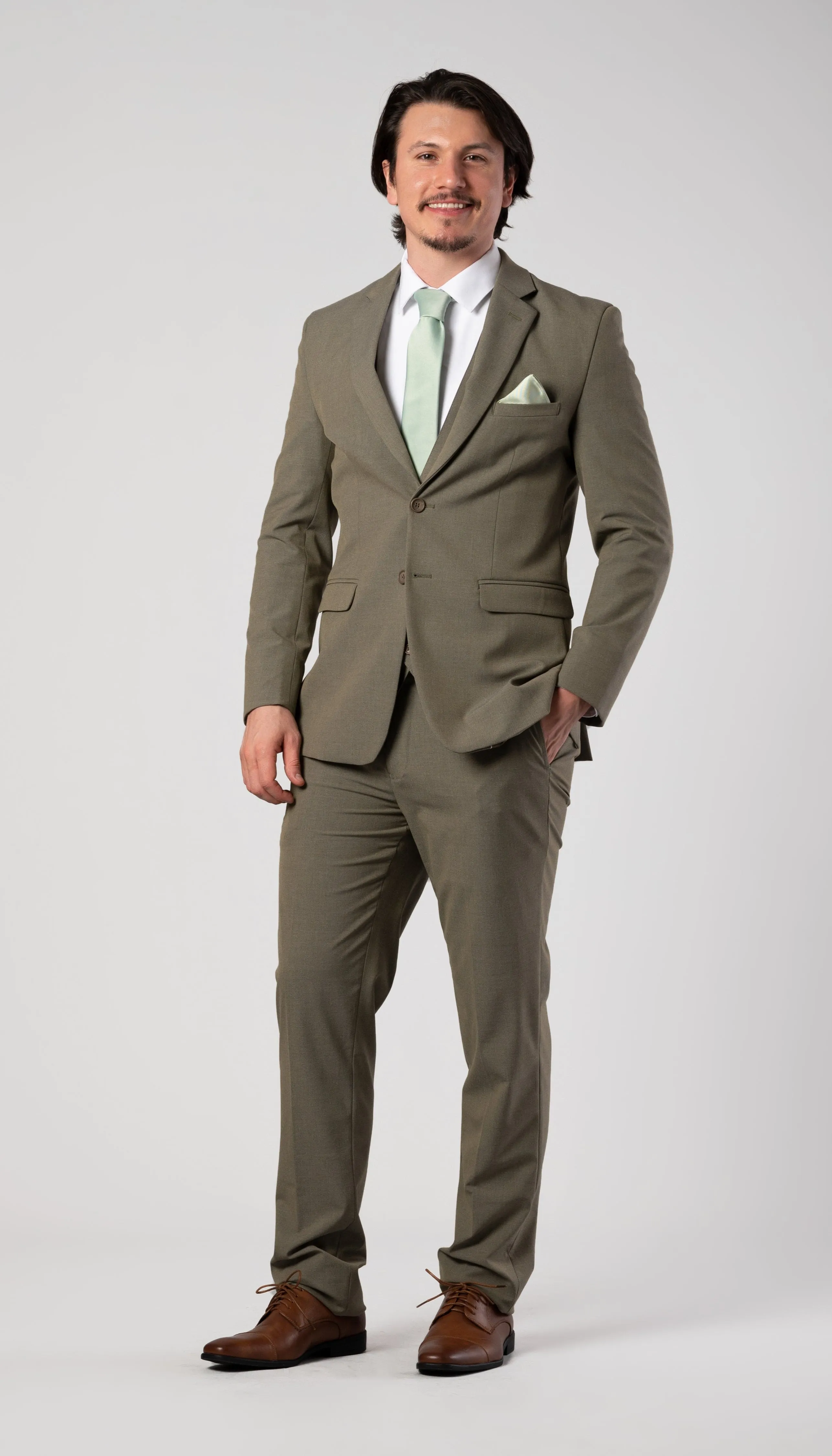 Trim Fit 3 Piece Suit Sage