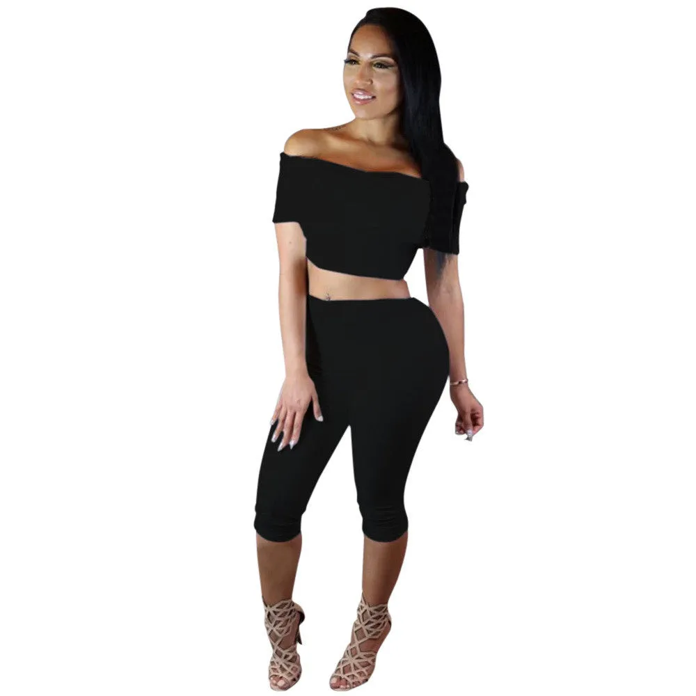 Two Piece Outfit Jumpsuit Short Pants With Crop Top Playsuit