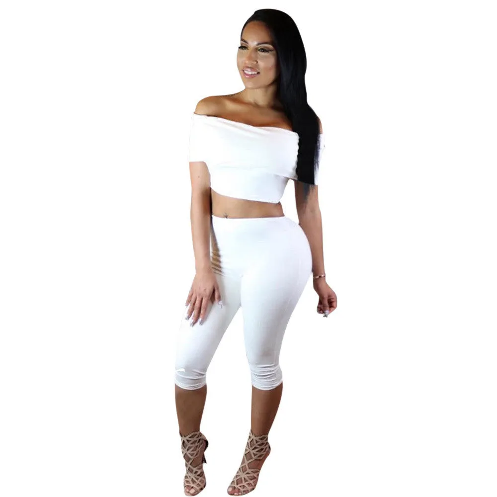 Two Piece Outfit Jumpsuit Short Pants With Crop Top Playsuit