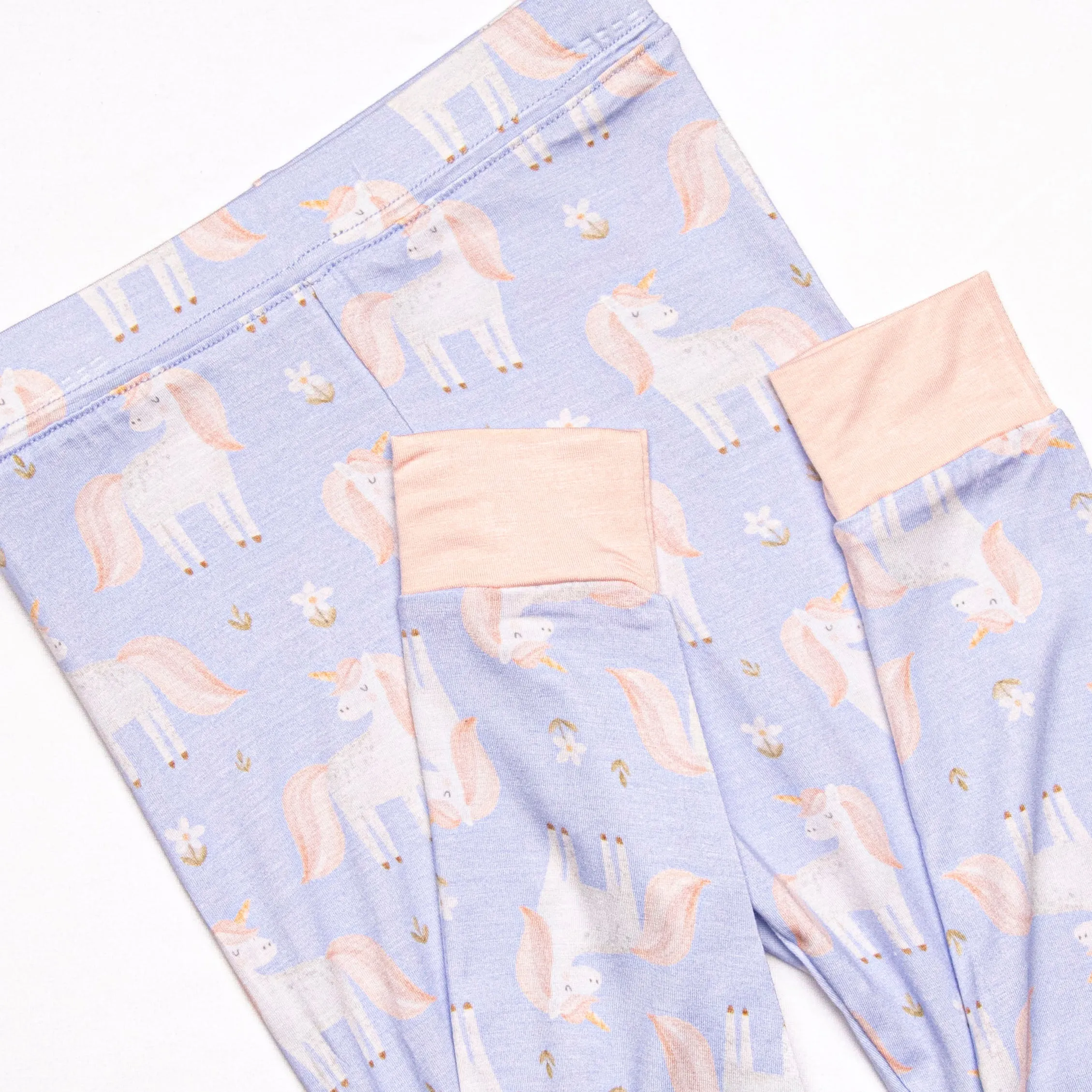 Unicorn Dreams Bamboo Pajama Set, Blue