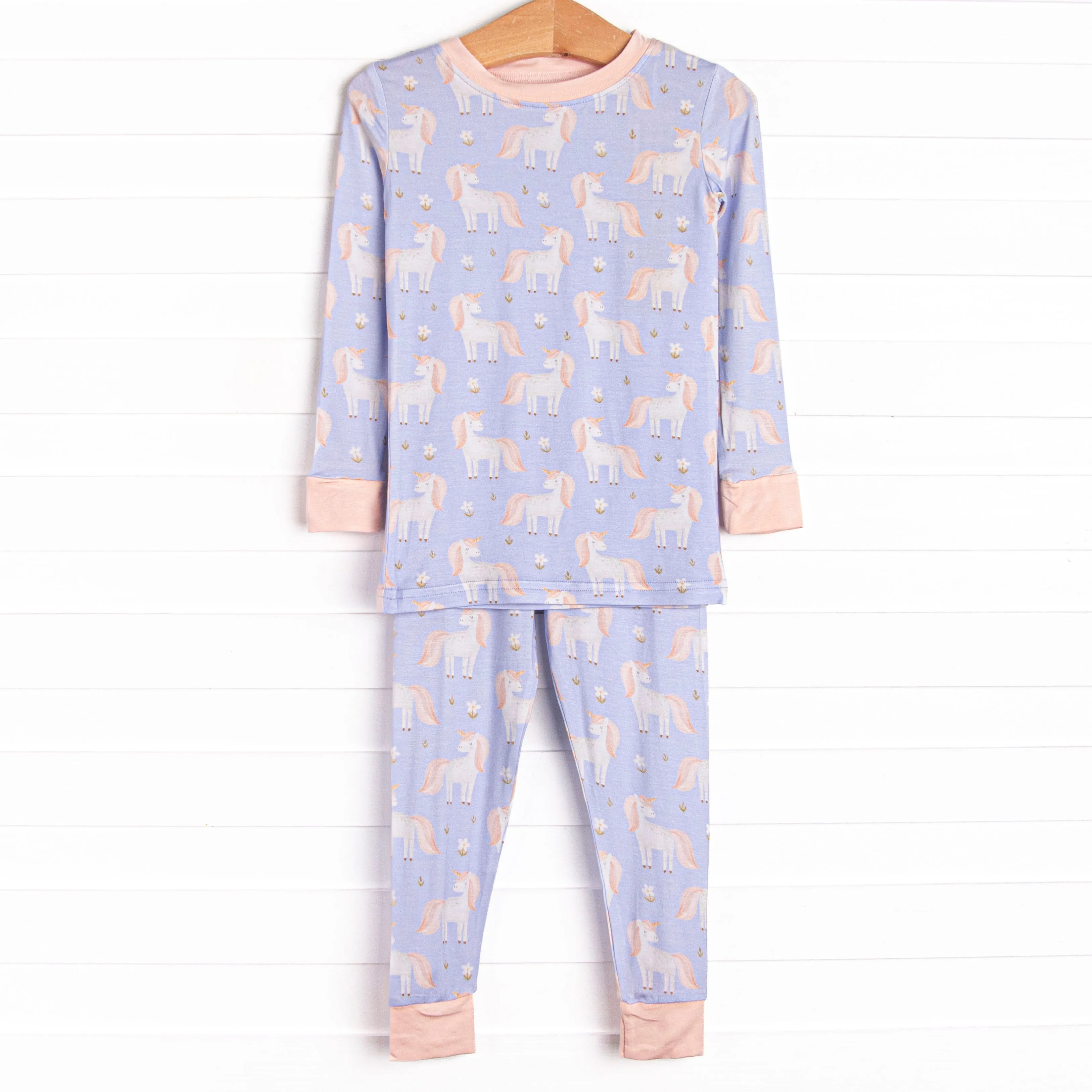 Unicorn Dreams Bamboo Pajama Set, Blue