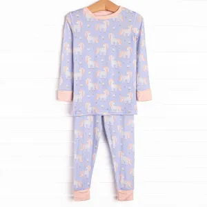Unicorn Dreams Bamboo Pajama Set, Blue