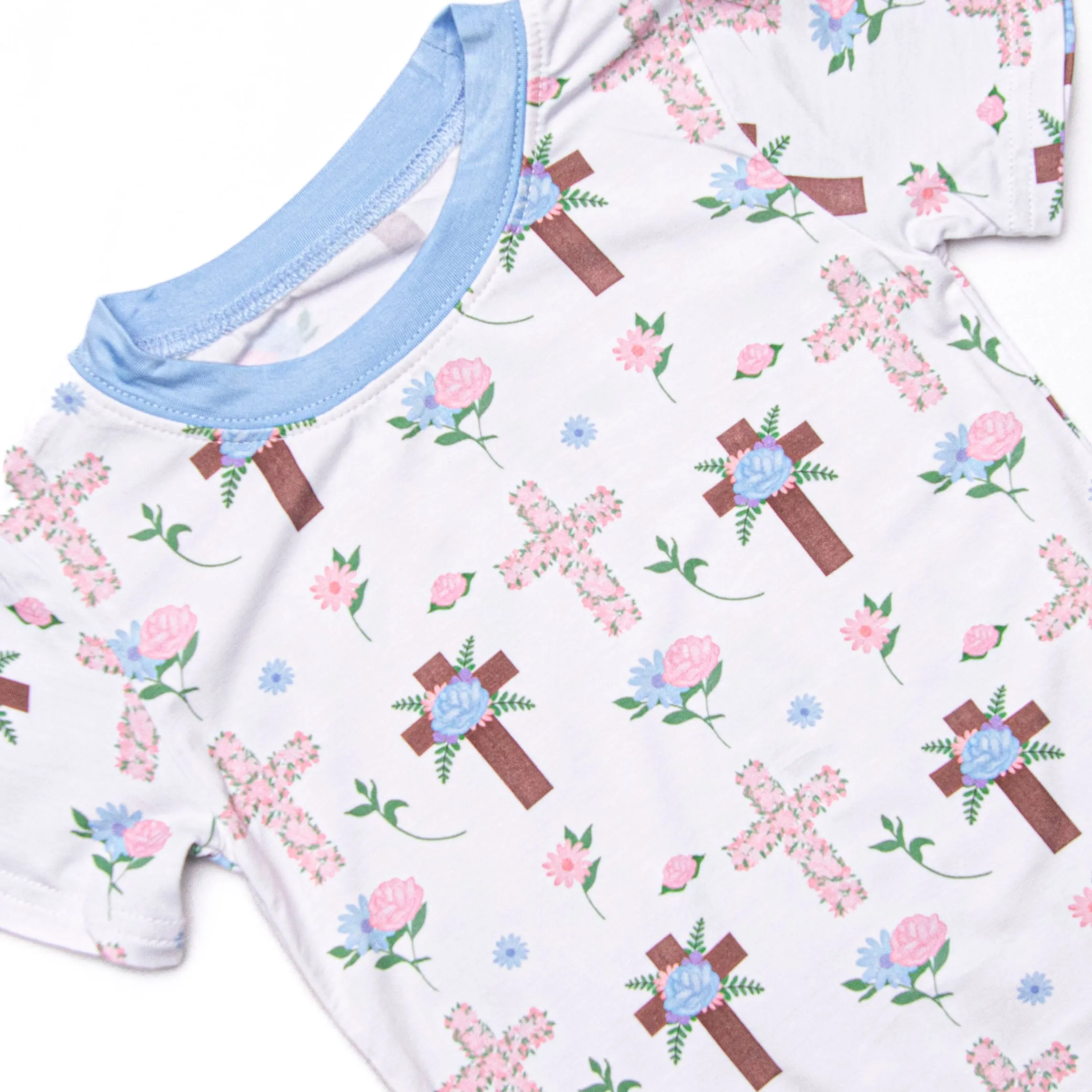 Up From the Grave Garden Bamboo Pajama Short Set, Blue
