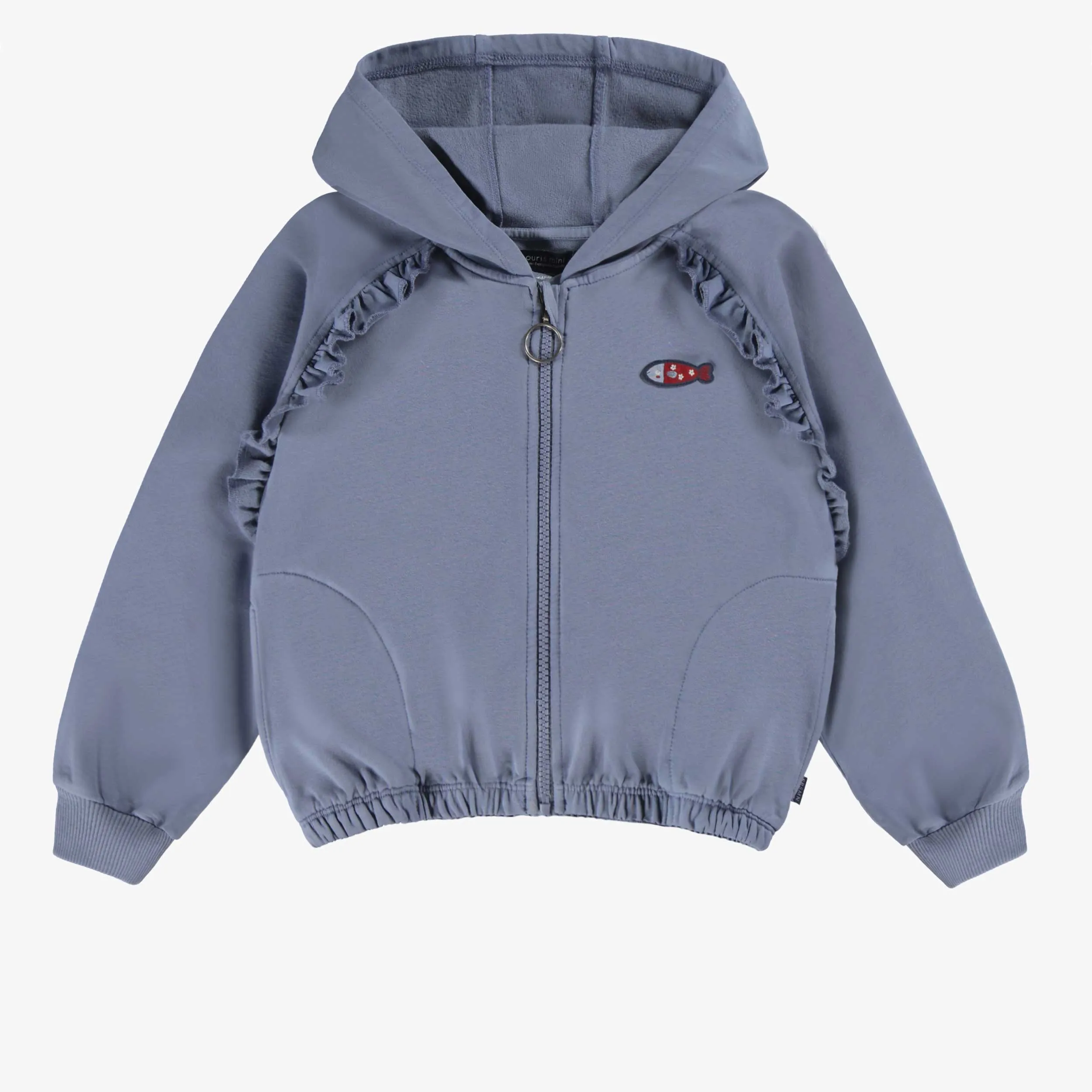 Veste à capuchon bleue, enfant || Blue hooded vest, child