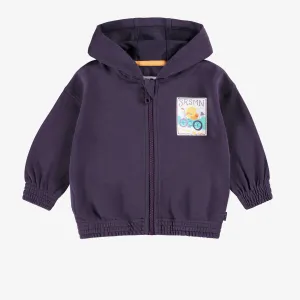 Veste à capuchon prune, bébé||Plum hooded vest, baby