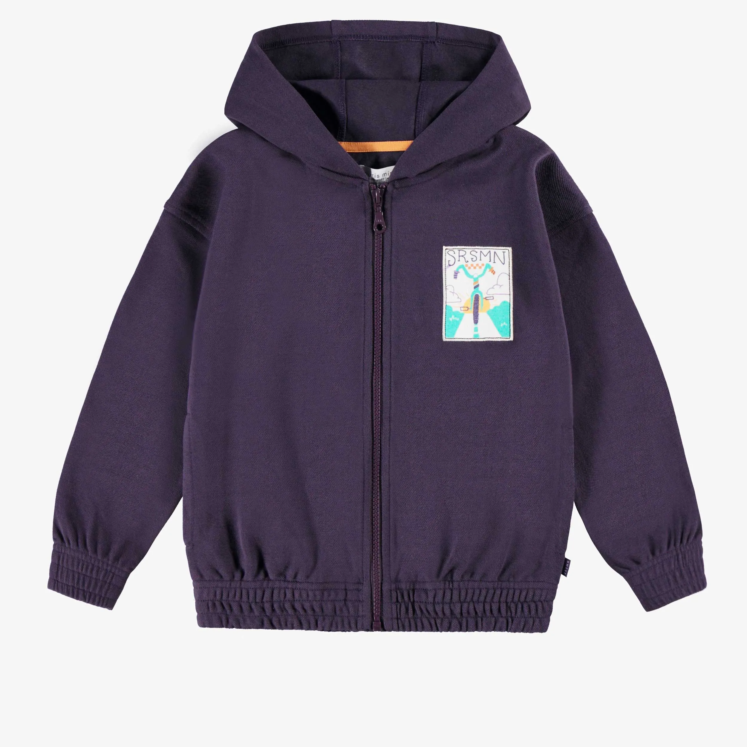 Veste à capuchon prune, enfant||Plum hooded vest, child