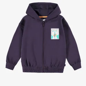 Veste à capuchon prune, enfant||Plum hooded vest, child
