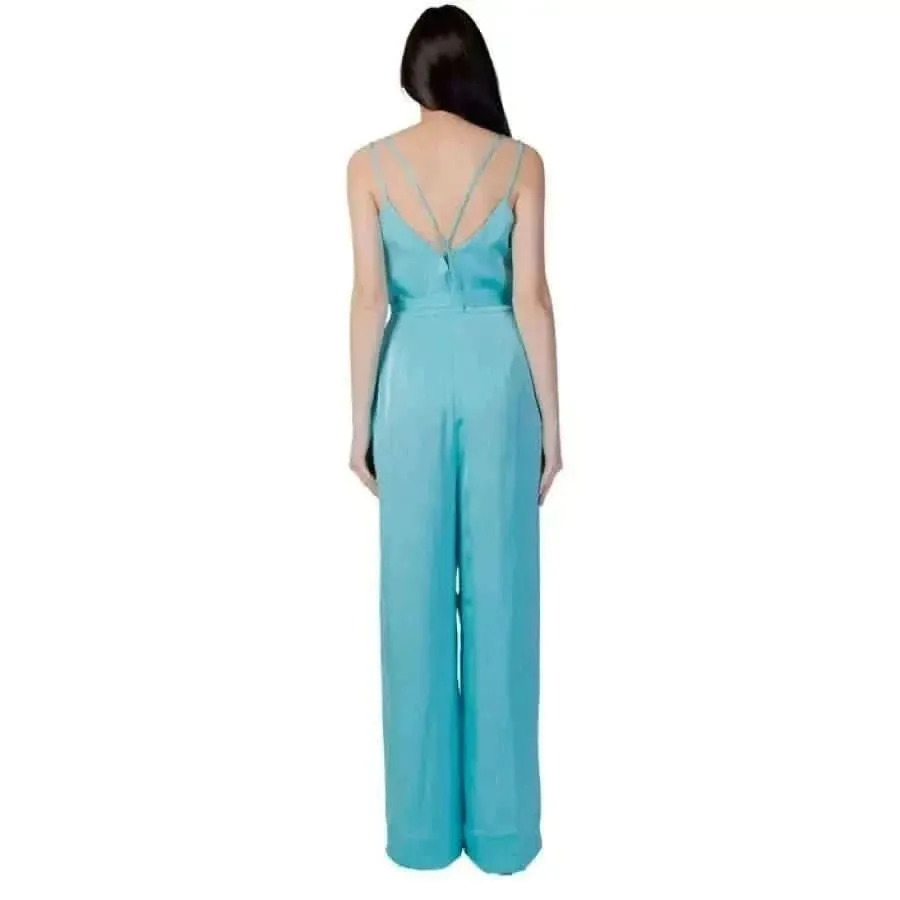 Vila Clothes Women's Light Blue Jumpsuit with V-Neck and Straps