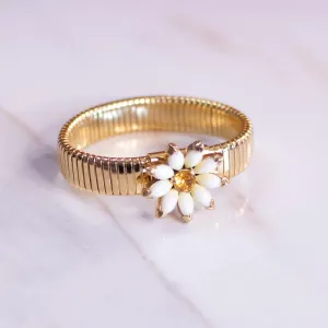 Vintage Kramer NY Rhinestone Daisy Gold Expansion Bracelet