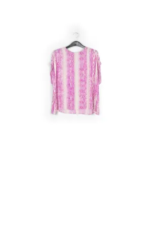 White and purple snake-print short-sleeved top