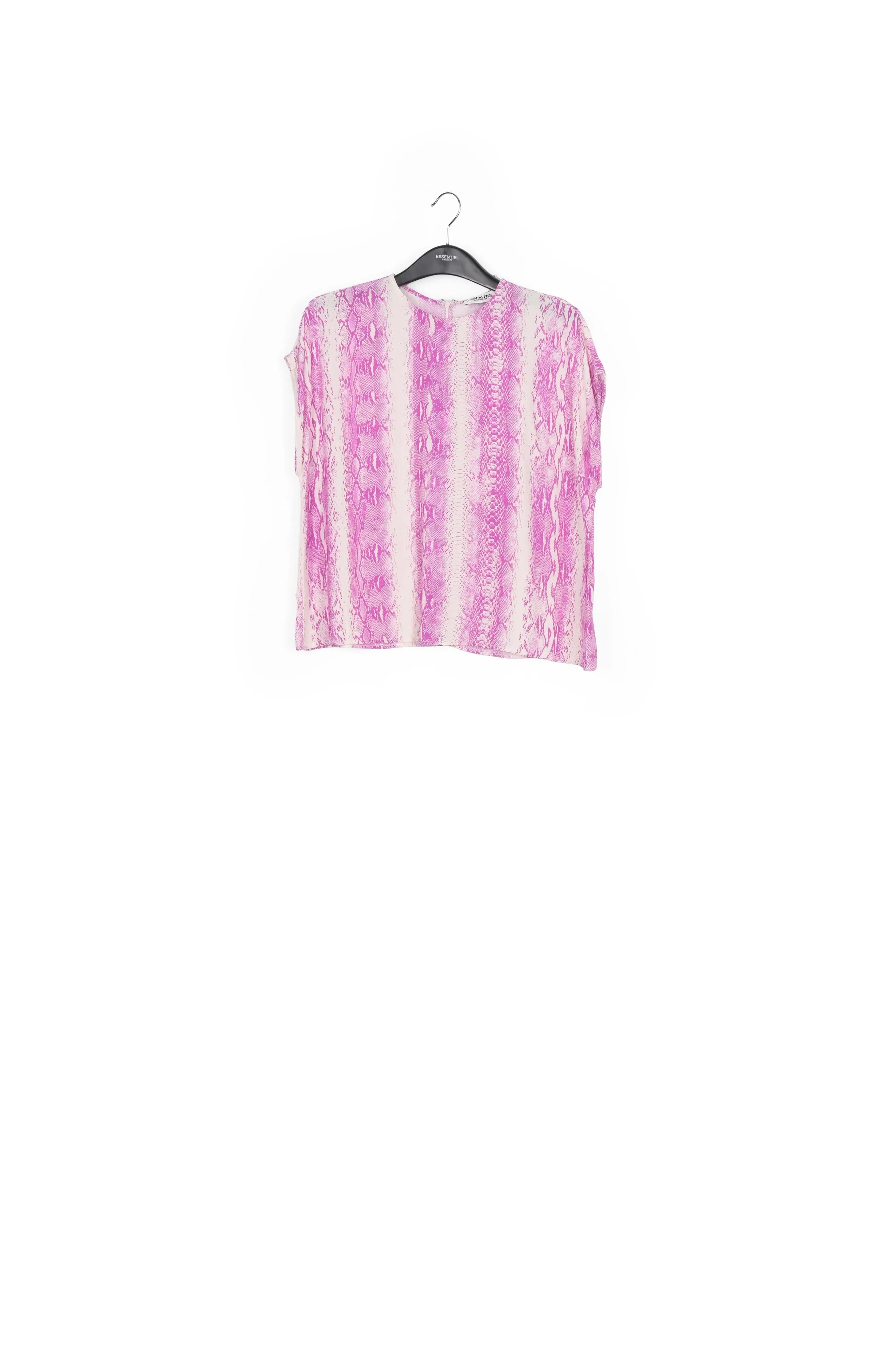 White and purple snake-print short-sleeved top