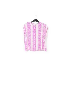 White and purple snake-print short-sleeved top
