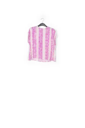 White and purple snake-print short-sleeved top