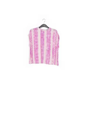 White and purple snake-print short-sleeved top