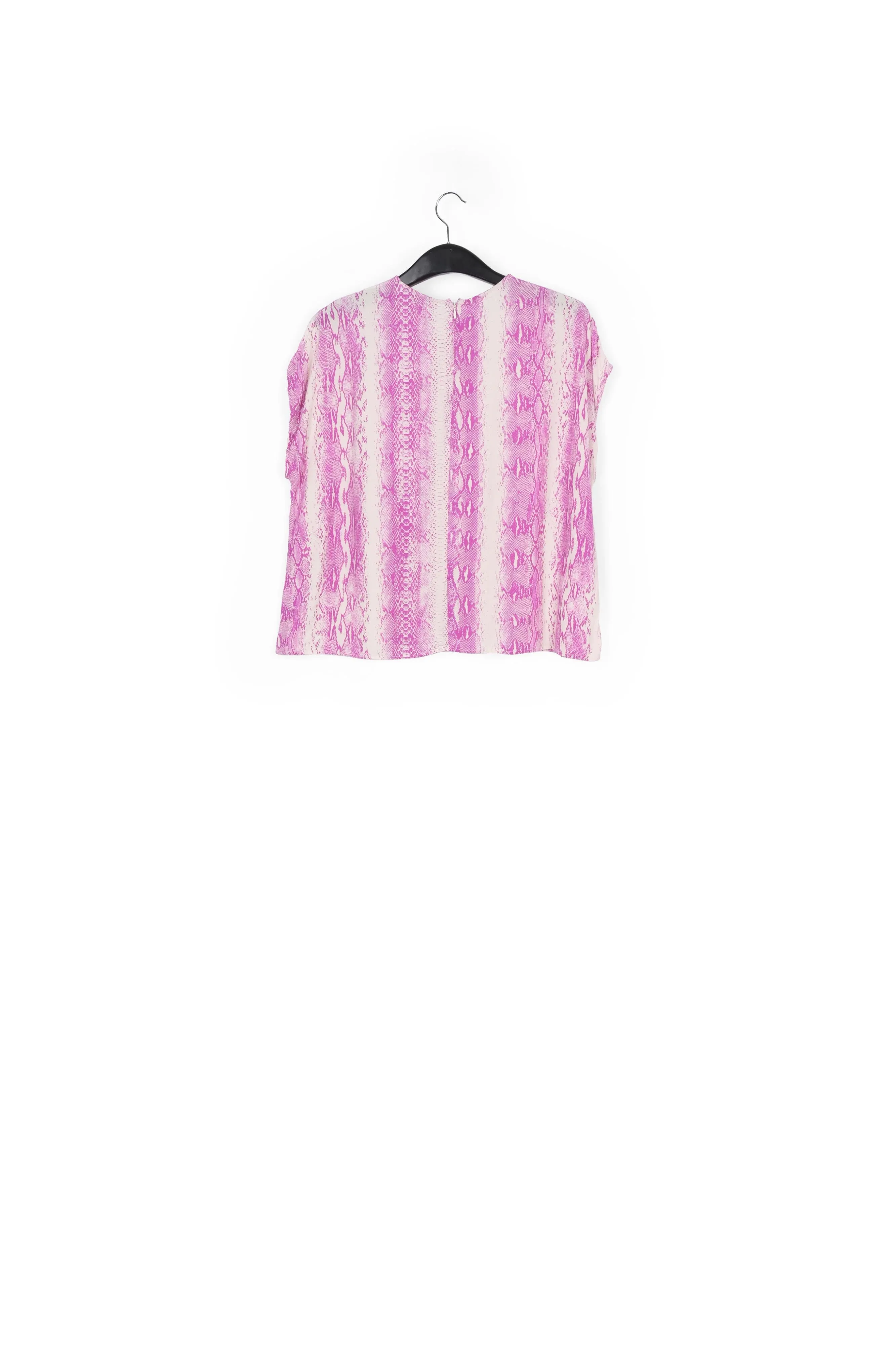 White and purple snake-print short-sleeved top