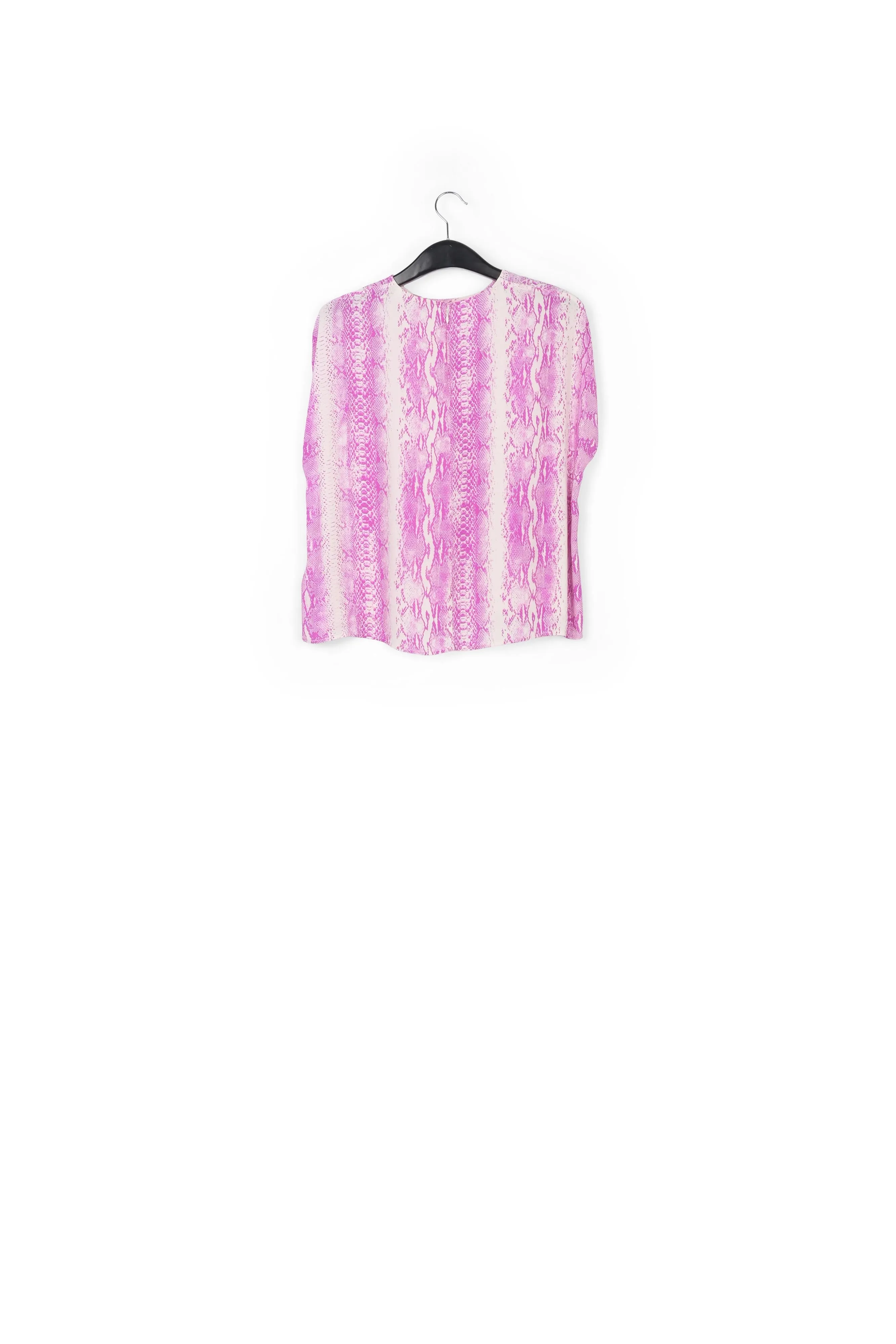 White and purple snake-print short-sleeved top